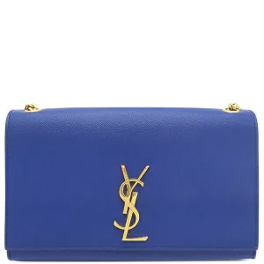 Saint Laurent Kate Shoulder Bag Blue Leather YSL Chain